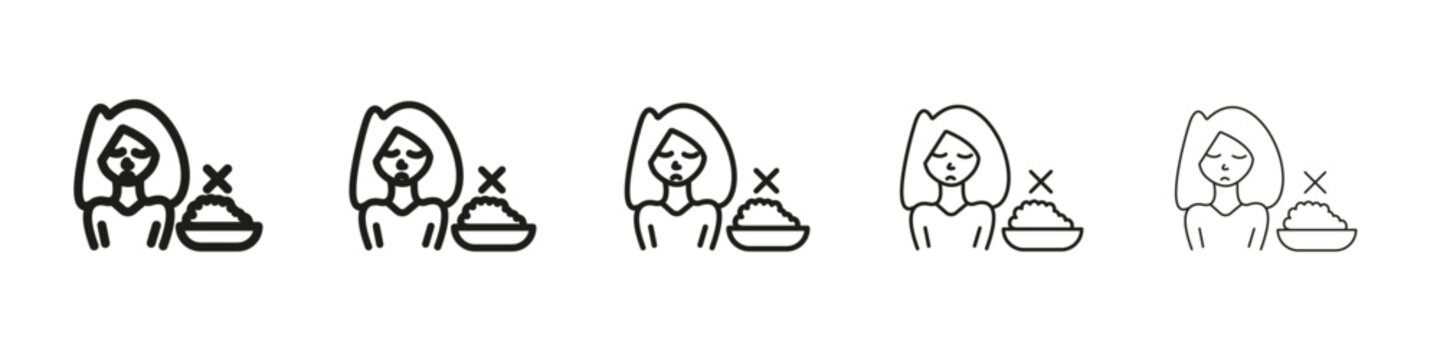 Lack of appetite icon vector outline set illustration sign