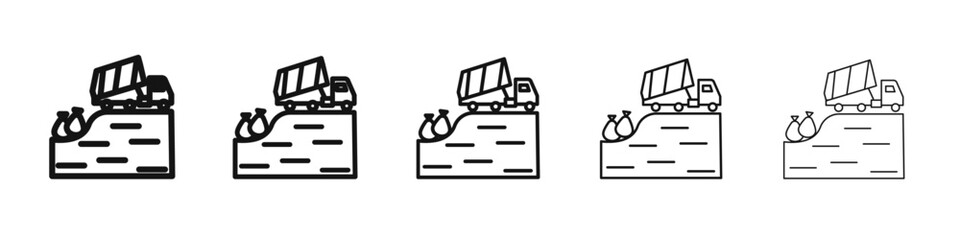 Landfill Site icon vector outline set illustration sign