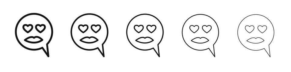 Lady Love Smiley Message icon vector outline set illustration sign