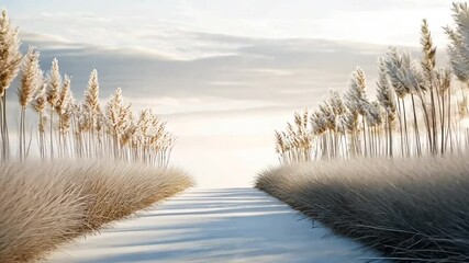 Winter Path Through a Snowy Meadow - Powered by Adobe