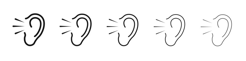 Listening icon vector outline set illustration sign