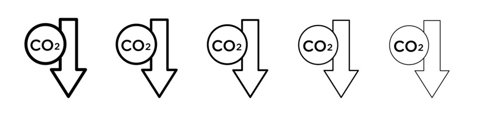 Low carbon dioxide icon vector outline set illustration sign