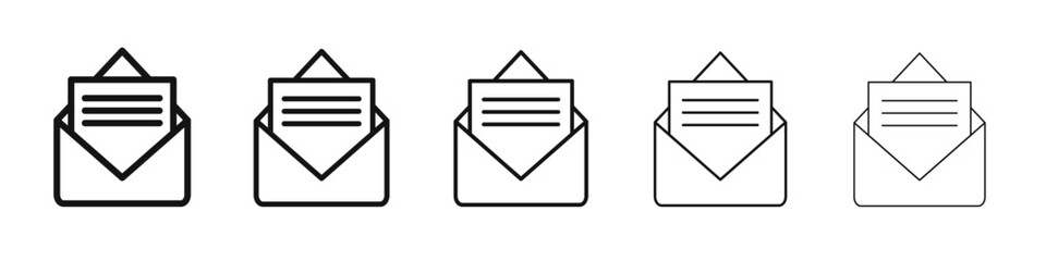 Mail message icon vector outline set illustration sign