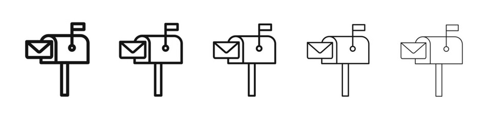 Mailbox icon vector outline set illustration sign