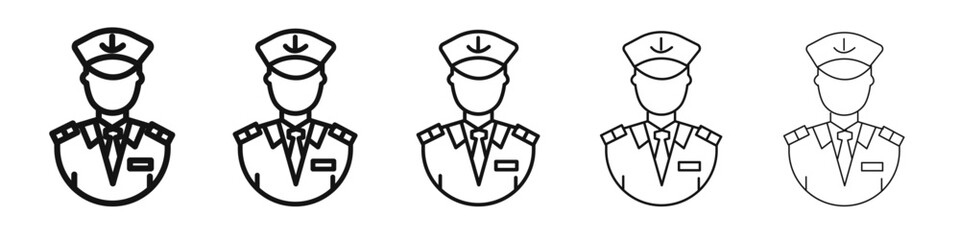 Male chief officer icon vector outline set illustration sign