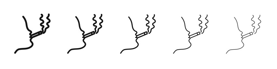 man smoking cigarette icon vector outline set illustration sign