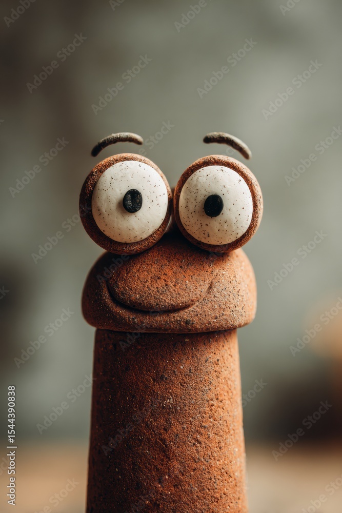 Aufkleber clay character with wide eyes standing against a blurred background exuding charm and personality in