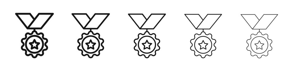 Medal icon vector outline set illustration sign