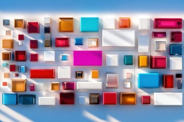 Colorful Abstract Composition of Geometric Boxes