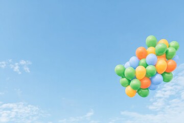 Colorful Balloons Floating in a Blue Sky