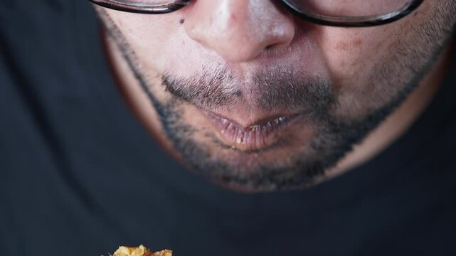 Enjoying crispy chicken at a local eatery