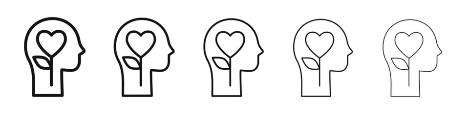 Mental Health icon vector outline set illustration sign