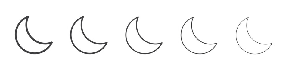 Moon icon vector outline set illustration sign