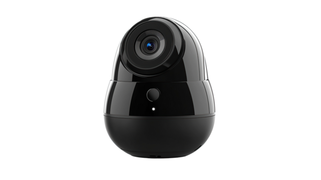 CCTV security camera rotating isolated on transparent background. PNG