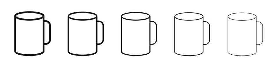 Mug icon vector outline set illustration sign