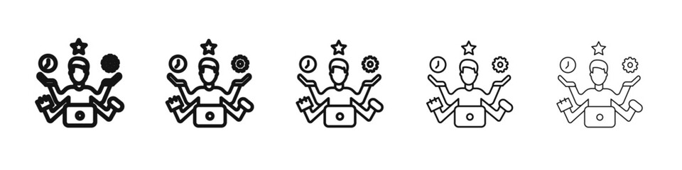 Multitasking icon vector outline set illustration sign