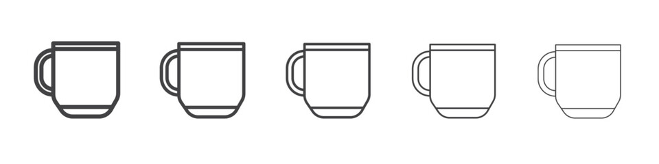 Mug icon vector outline set illustration sign