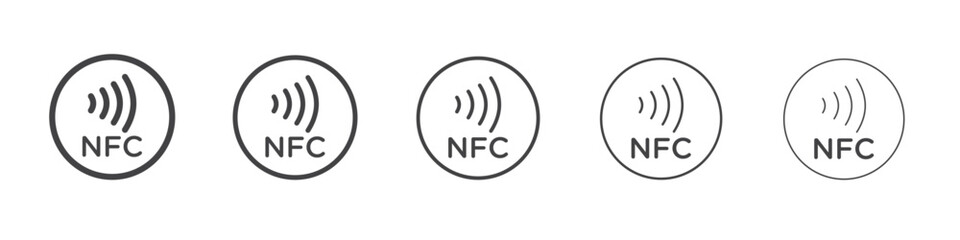 NFC icon vector outline set illustration sign