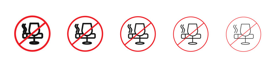 No alcohol and cigarettes icon vector outline set illustration sign