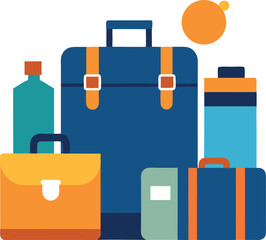 Flat Vector of Coordinated Travel Pieces for Stylish Trip