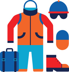 Illustration of Casual Travel Gear in Vector Style