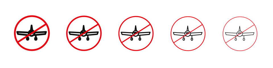 No plane sign vector outline set illustration sign