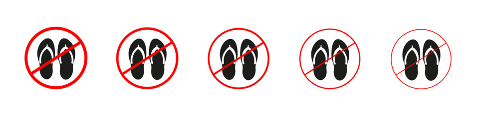 No sandals sign vector outline set illustration sign