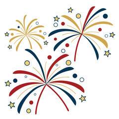 Vector Collection of Colorful Fireworks and Holiday Bursts Icons and Designs