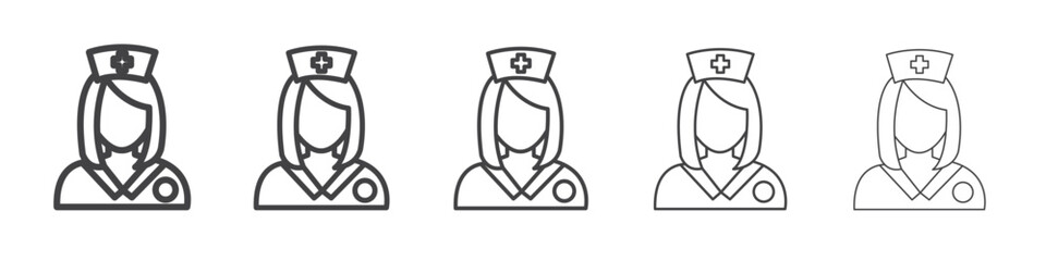 Nurse Icon vector outline set illustration sign