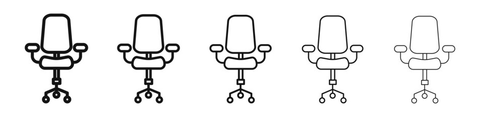 Office chair icon vector outline set illustration sign