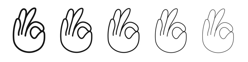 OK gesture icon vector outline set illustration sign