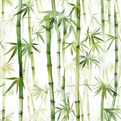 Obraz premium Serene Watercolor Bamboo Forest Seamless Pattern Design for Textile, Wallpaper, and Prints
