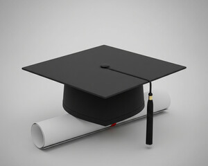 Blank graduation cap mockup on diploma