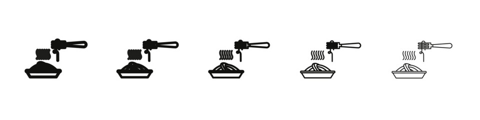 Pasta icon vector outline set illustration sign