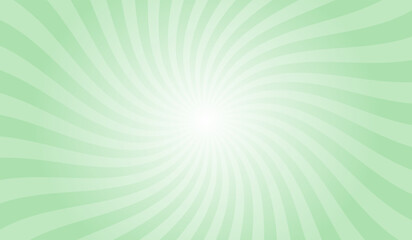 Fototapeta premium Abstract celadon green background with rays retro starburst. Spiral radial striped backdrop design. Sunbeam swirl light retro design. Vintage sunrays swirl sun beam pattern.