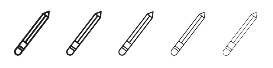Pencil icon vector outline set illustration sign
