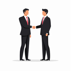 Black silhouette vector of two businesspeople greeting with a handshake, professional gesture, minimal corporate concept, formal attire, agreement, cooperation