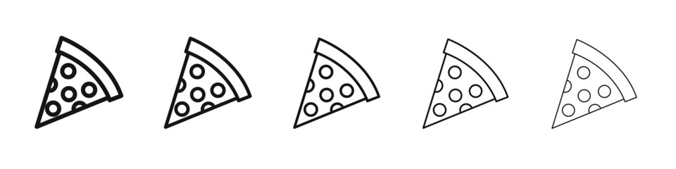 Pizza slice icon vector outline set illustration sign
