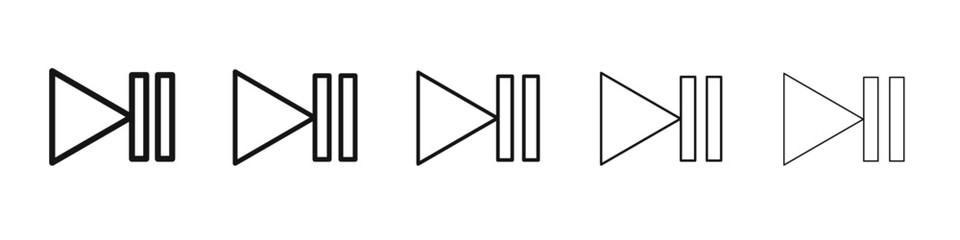 Play pause icon vector outline set illustration sign