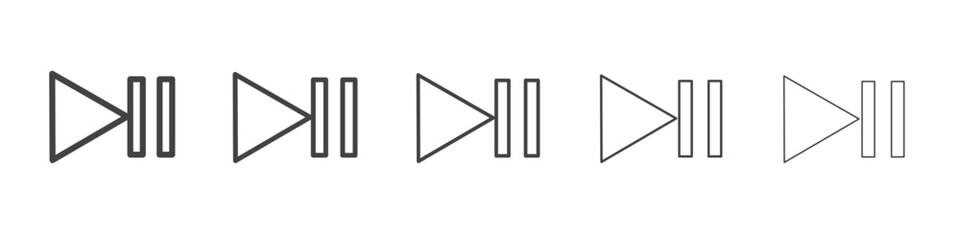 Play pause icon vector outline set illustration sign