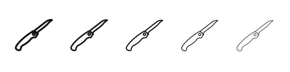 Pocket knife icon vector outline set illustration sign