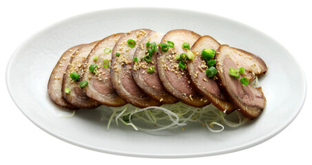 Sliced Braised Pork Trotters on White Plate