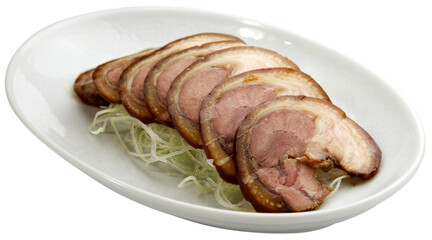 Sliced Braised Pork Trotters on White Plate