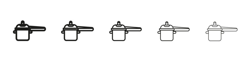 pressure cooker icon vector outline set illustration sign