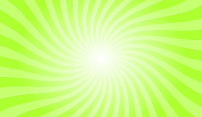 Abstract green yellow background with rays retro starburst. Spiral radial striped backdrop design. Sunbeam swirl light retro design. Vintage sunrays swirl sun beam pattern.