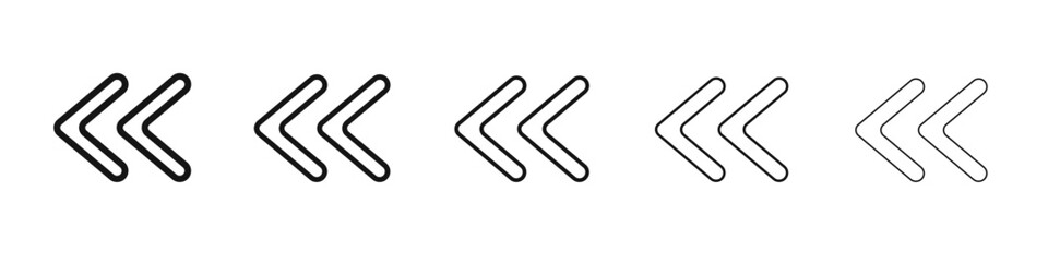 Previous arrow icon vector outline set illustration sign
