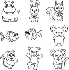 Set of cartoon animals