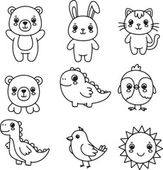 Set of cartoon animals