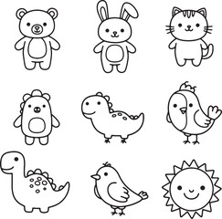 Set of cartoon animals