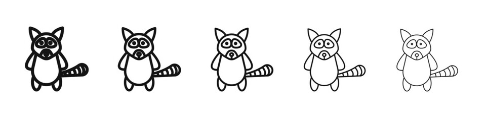racoon icon vector outline set illustration sign
